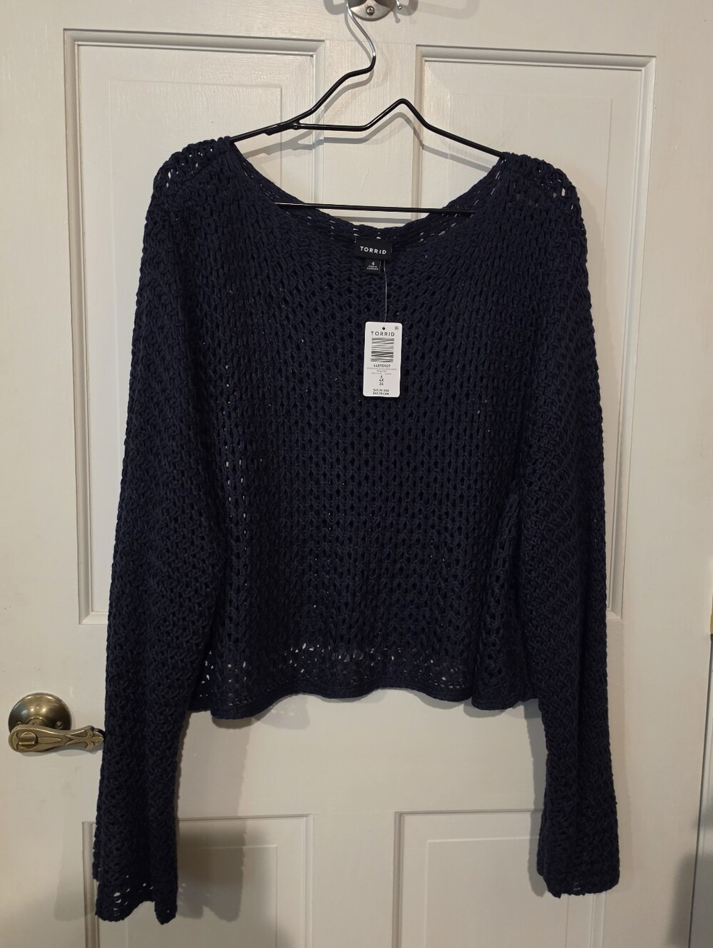 NWT Torrid Peacoat Navy Blue Open Stitch Pullover Shrug Sweater Sz 4